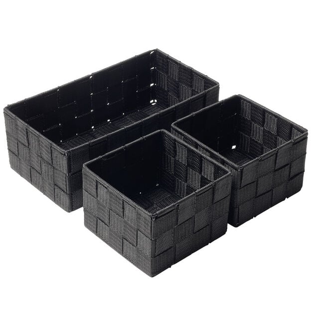 Pani&egrave;re de rangement x3 tissu gris fonc&eacute; (1 grande et 2 petites)
