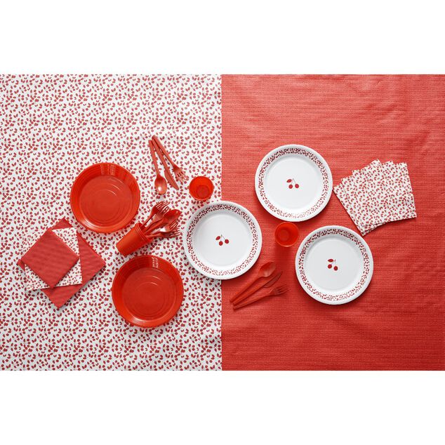 Nappe gauffr&eacute;e rouge en papier 20 m