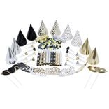 Kit cotillons pour 15 personnes dor&eacute; et argent&eacute;