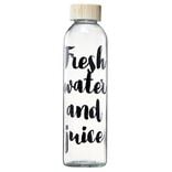 Bouteille en verre inscription noire avec bouchon en bambou 730 ml