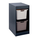 Structure bois noir pour 2 bacs de rangement coulissants 44x32,9xH68,3cm