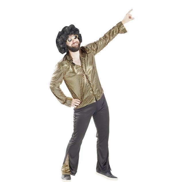Déguisement homme disco noir et doré pour homme 2 pièces Taille unique