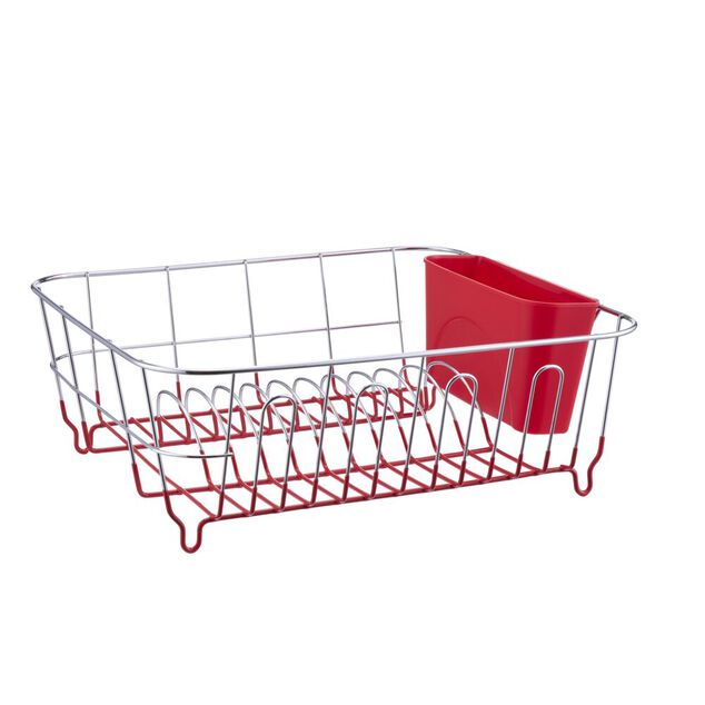 Égouttoir vaisselle base métal gris et rouge