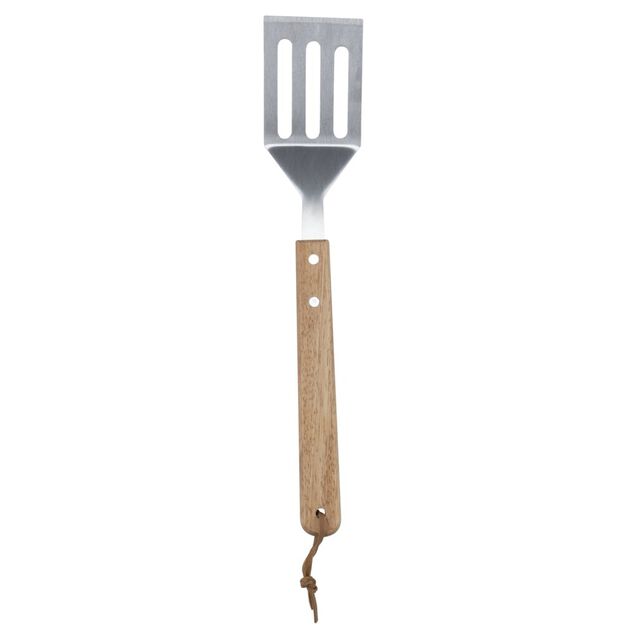 Kit barbecue 5 accessoires inox et bois avec &eacute;tui de rangement 21x46cm