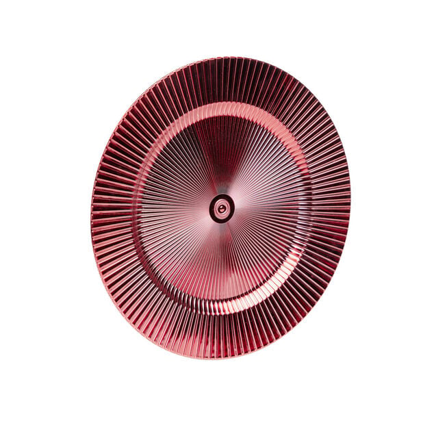 Sous assiette ronde plastique stri&eacute; rouge &Oslash;33cm