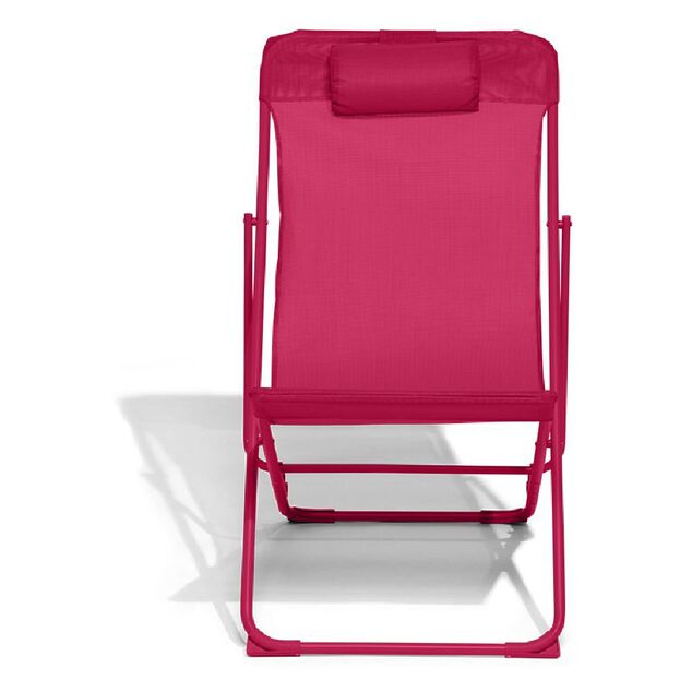 Chilienne Garden pliante avec t&ecirc;ti&egrave;re textil&egrave;ne rouge 56x82xH76/90cm