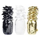 Noeud métallisé x9 avec bolduc x3 doré blanc noir