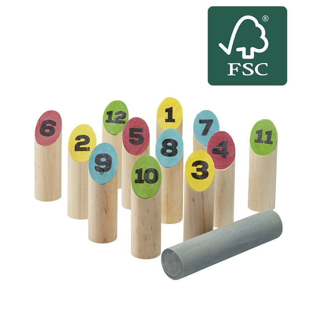Jeu de quilles finlandaises multicolores en bois