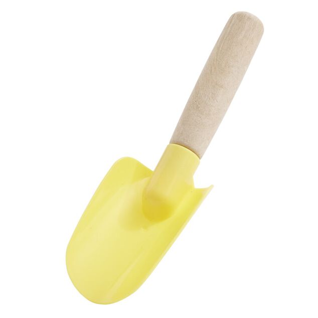 Pelle et r&acirc;teau de plage plastique et bois 6x4xH17cm (4 pi&egrave;ces)