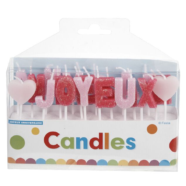 Bougies Joyeux anniversaire rose