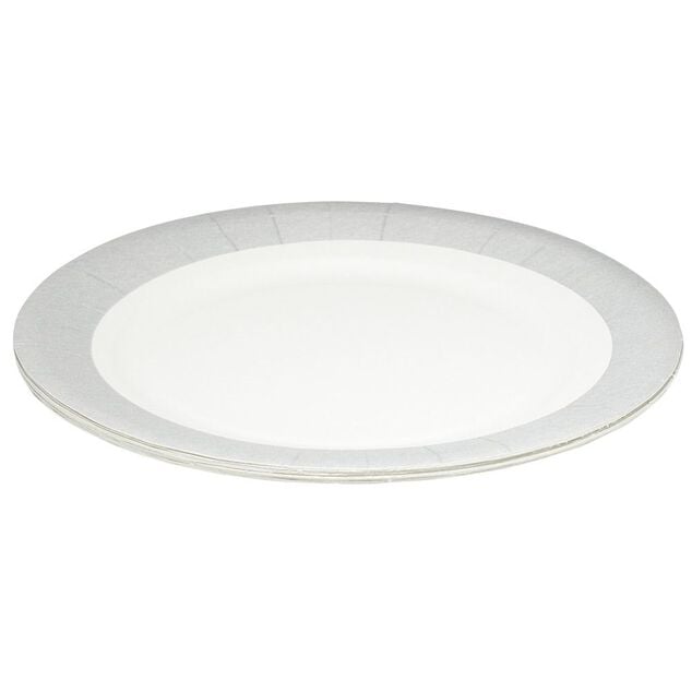 Lot de 10 assiettes en carton &Oslash;18 cm &agrave; bord gris