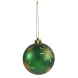 Boule de Noël motif flocon vert pailleté doré Ø8cm