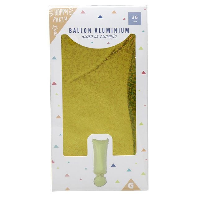 Ballon symbole ! point d'exclamation aluminium H36cm (2 modèles argenté ou doré)