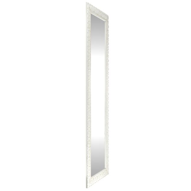 Miroir rectangulaire cadre moulure blanc 38x140cm
