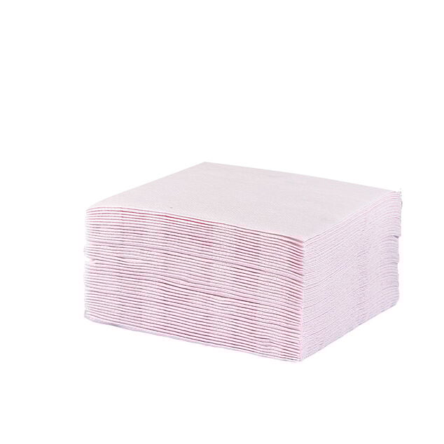 Serviette cocktail carr&eacute;e rose p&acirc;le 2 plis en papier x40