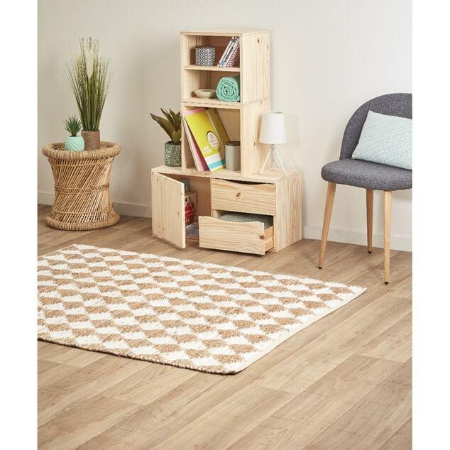 Cube de rangement 1 case pin naturel