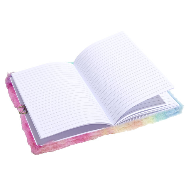 Carnet de note aspect peluche 14,8x21cm - 2 mod&egrave;les licorne ou arc-en-ciel