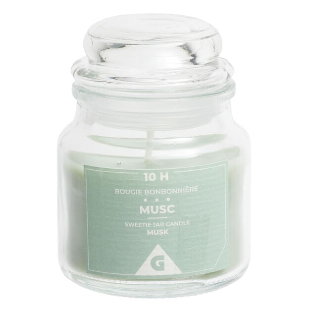 Bougie parfum&eacute;e dans bonbonni&egrave;re en verre H6cm (6 mod&egrave;les)