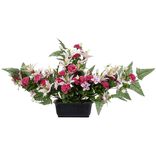 Jardini&egrave;re lys et oeillet artificiel violet et blanc L73xl27xH47cm