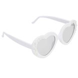 Lunettes soleil femme forme coeur blanc avec perles