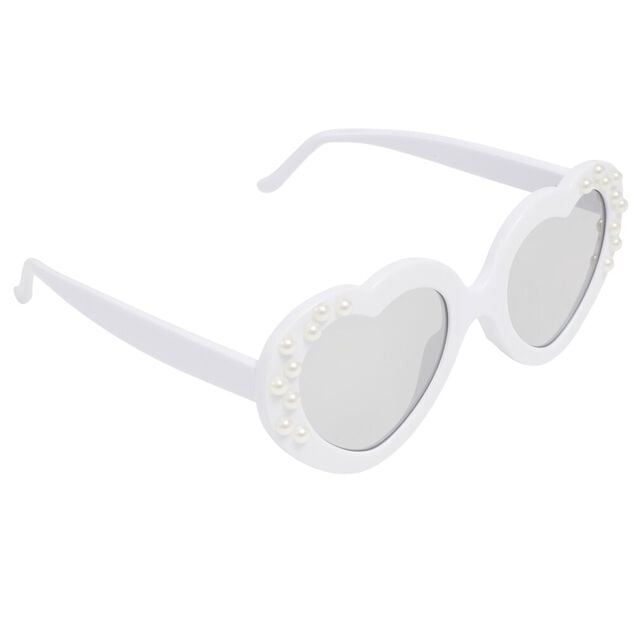 Lunettes soleil femme forme coeur blanc avec perles
