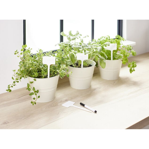 &Eacute;tiquette &agrave; planter x17 en plastique blanc H14cm