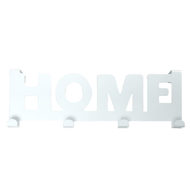 Crochet de porte HOME en m&eacute;tal blanc ou noir 36,5x16,5cm - 2 mod&egrave;les