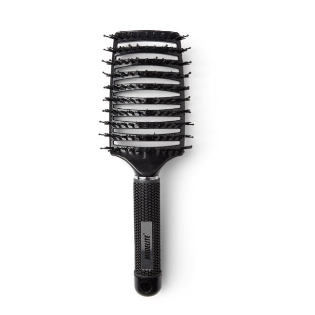 Brosse &agrave; cheveux incurv&eacute;e d&eacute;m&ecirc;lage et lissage PVC noir