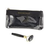 Pochette maquillage avec roll on pierre jade noir et doré L18cm