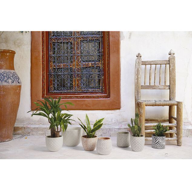 Cache pot en fibre d'argile style diamant blanc ivoire &Oslash;24cm