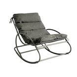 Fauteuil de jardin &agrave; bascule Oslow m&eacute;tal et textil&egrave;ne gris fonc&eacute; 114x74xH84cm