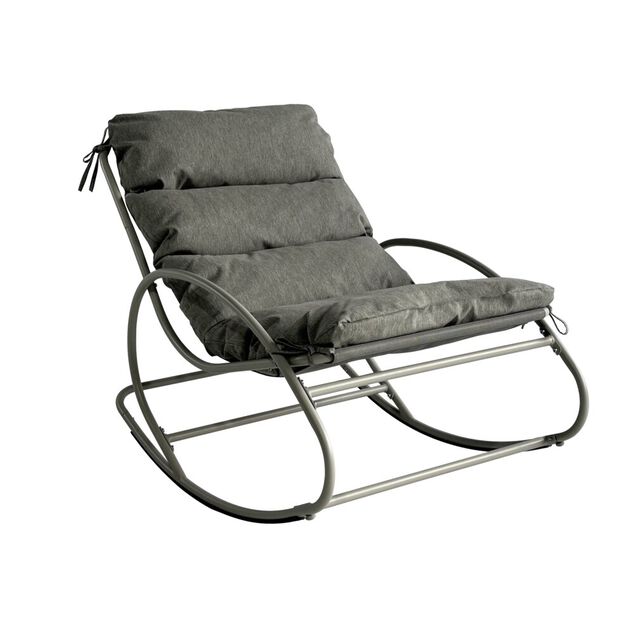 Fauteuil de jardin &agrave; bascule Oslow m&eacute;tal et textil&egrave;ne gris fonc&eacute; 114x74xH84cm