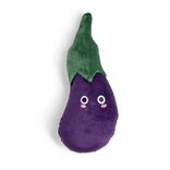 Coussin peluche forme aubergine polyester violet 38x16cm