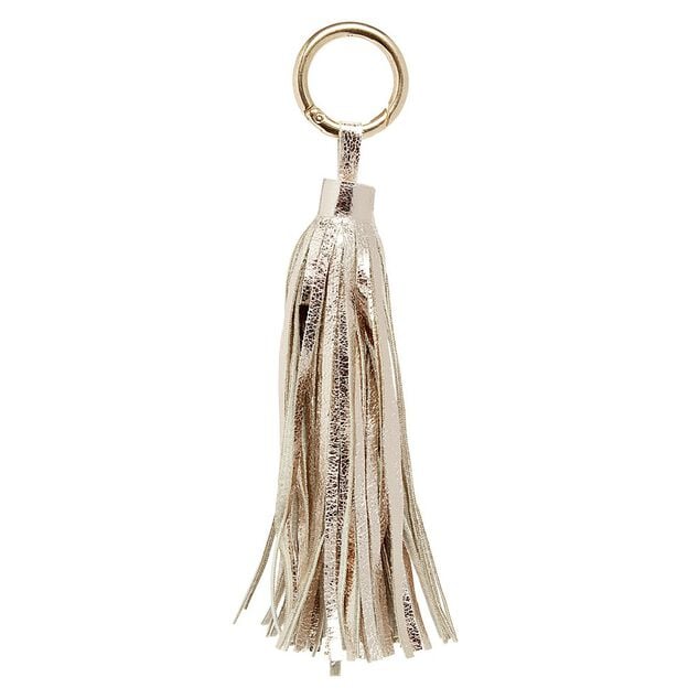 Porte-cl&eacute; pompon uni forme embrase argent&eacute; ou dor&eacute;