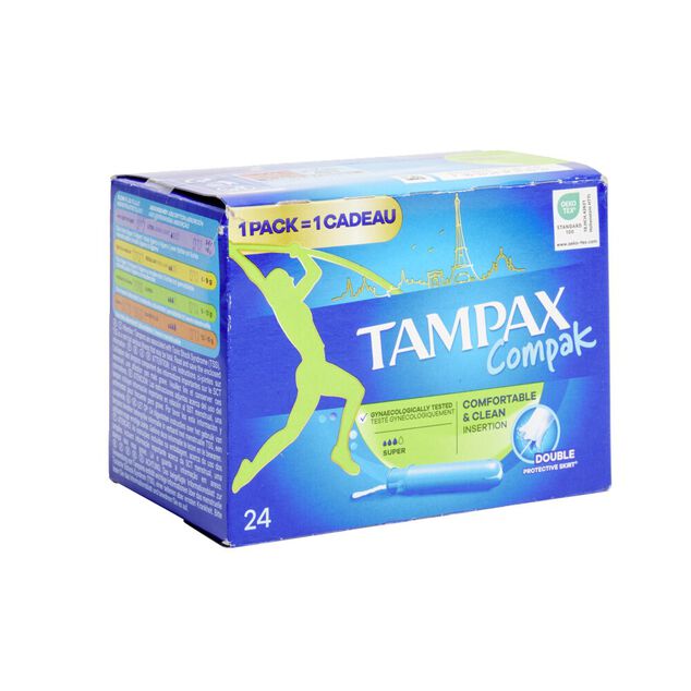 Tampon avec applicateur Tampax Super - La bo&icirc;te de 24 tampons