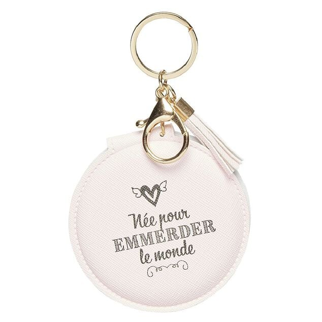 Porte cl&eacute; double miroir avec inscription message effet simili