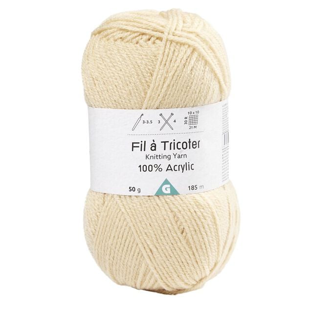 Fil &agrave; tricoter acrylique 50g beige