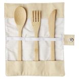 Étui avec couverts en bambou fourchette/couteau/cuillère 3 pièces