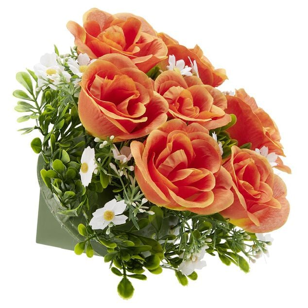 Boule de fleurs artificielles Rose orange - 7 t&ecirc;tes