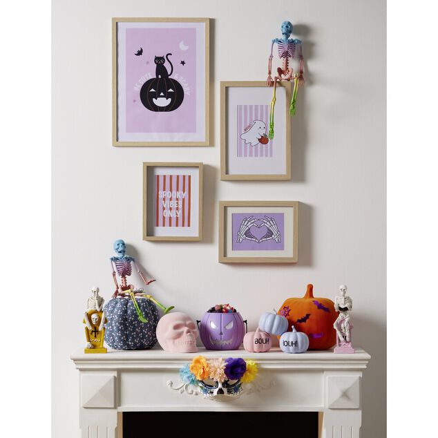 D&eacute;coration Halloween &agrave; suspendre squelette plastique pastel H40cm