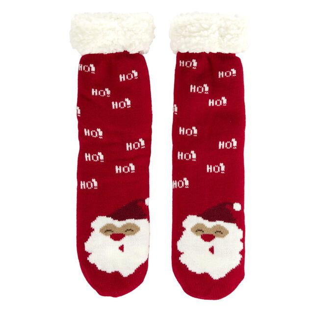 Chaussette de No&euml;l unisexe X2 TU L38X9X&eacute;p.2 cm (2 mod&egrave;les renne blanc ou P&egrave;re No&euml;l rouge)
