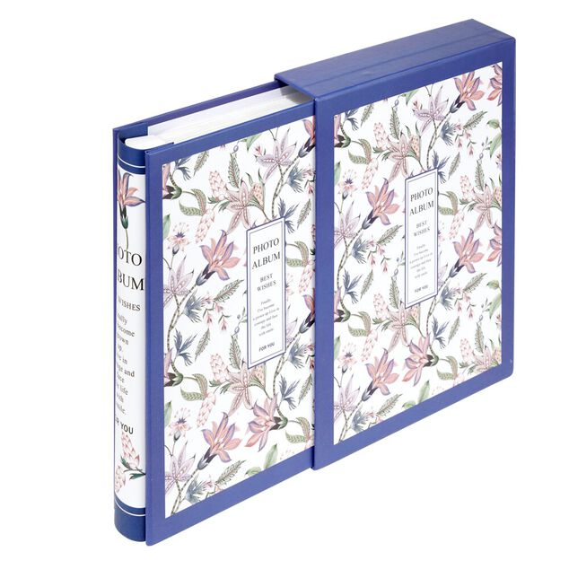 Album photo motif fleur 21x26cm - 2 mod&egrave;les rouge ou bleu