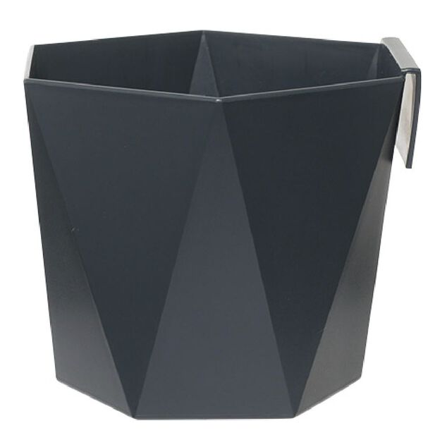Pot hexagonal clipsable plastique gris anthracite 12x11xH.13cm