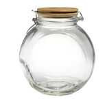 Bocal verre transparent 2,1L avec couvercle bambou et clip en fer