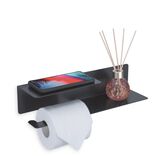 D&eacute;rouleur papier WC avec support t&eacute;l&eacute;phone m&eacute;tal noir 37x8xH10cm