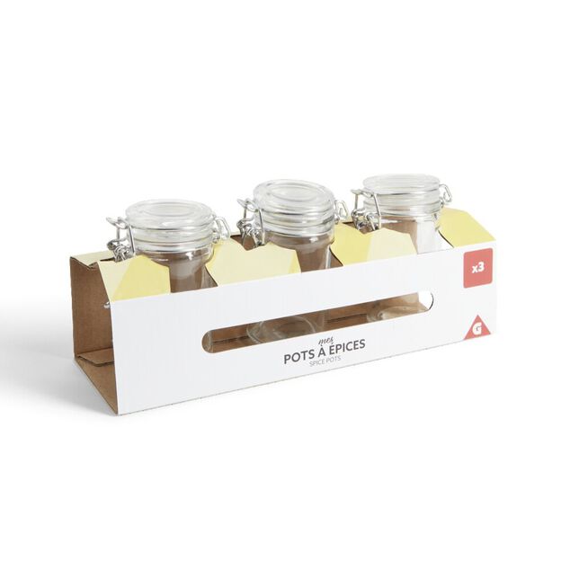 Lot de 3 pots &agrave; &eacute;pices en verre