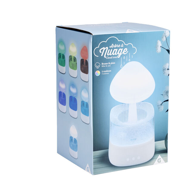 Humidificateur arbre à nuage lumineux 7 couleurs brume et pluie Ø17xH26,5cm
