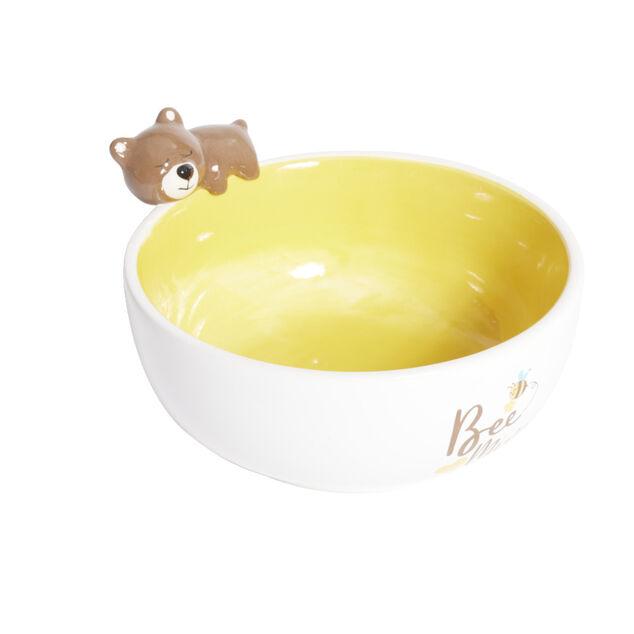 Bol ours dolomite blanc et jaune Ø14,5cm
