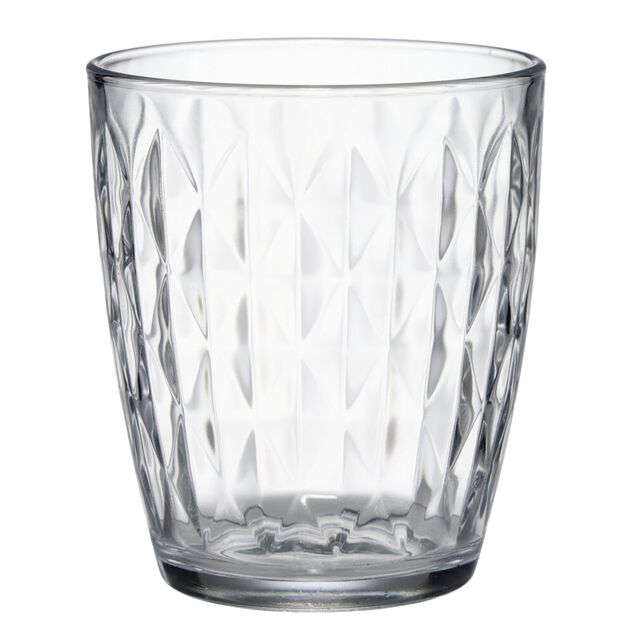 Verre 34cl x6 losange relief en verre transparent &Oslash;8,5xH10cm