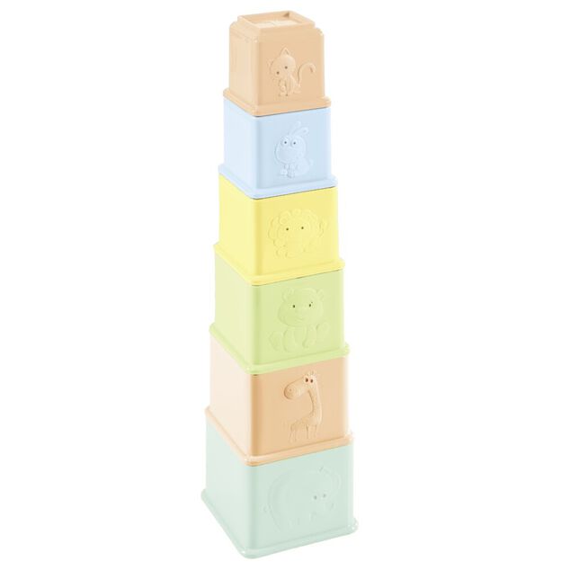 Cube &agrave; empiler pyramide carr&eacute;e plastique multicolore
